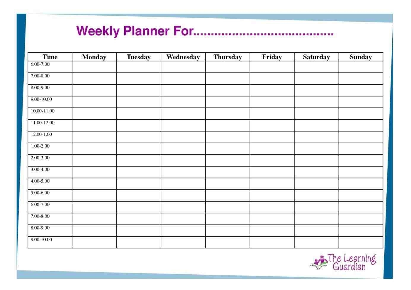 Hourly Schedule Template Week Free Excel | Smorad in Free Printable Hourly Weekly Schedule Pdf