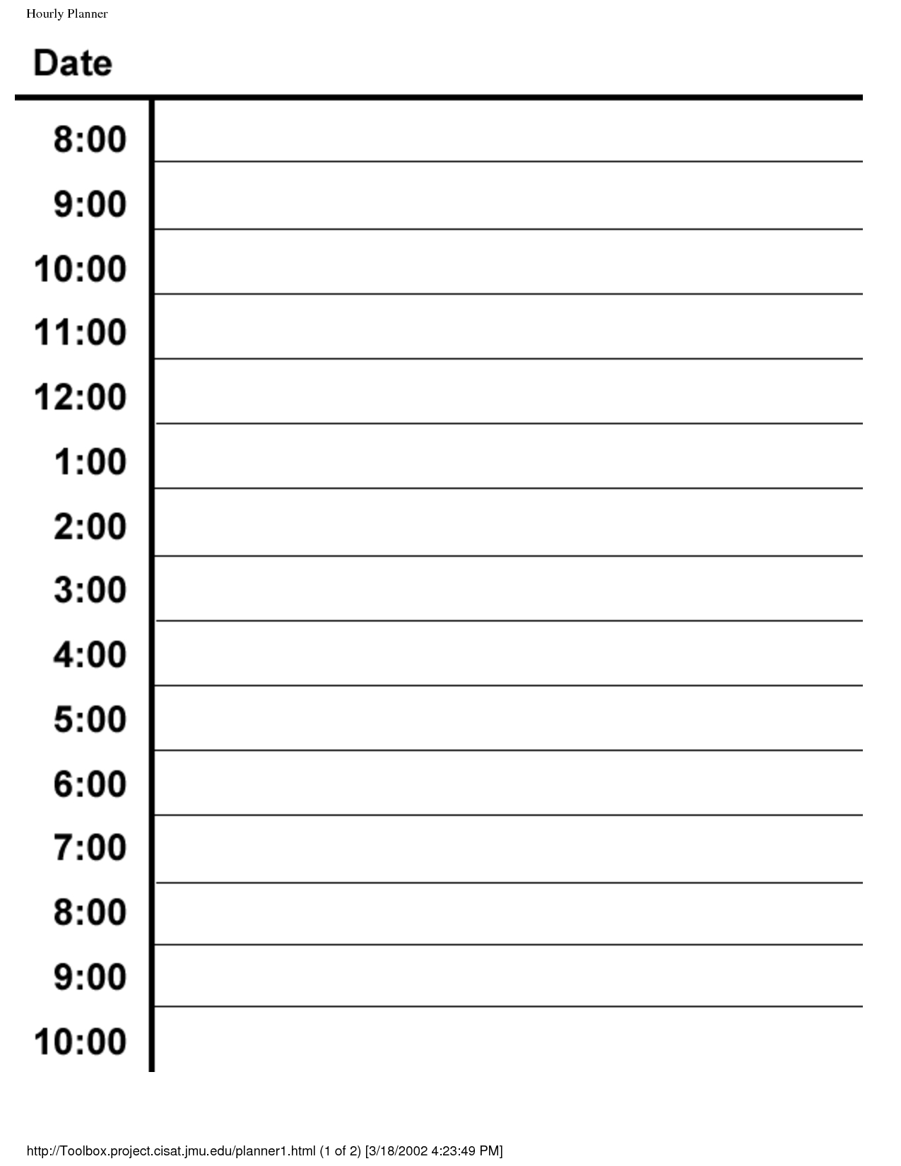 Scheduling Half Hour By Hour Day Planner