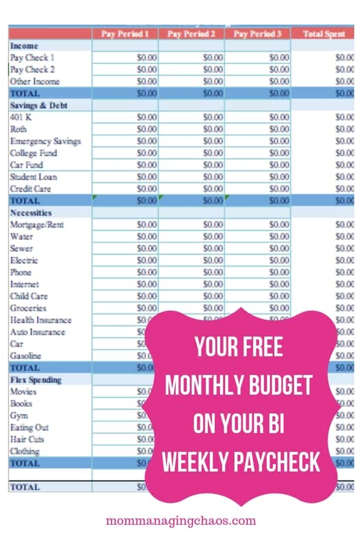 How To Budget Biweekly Paychecks + Paying Monthly Bills for Free Printable Bi-Weekly Bill Organizer