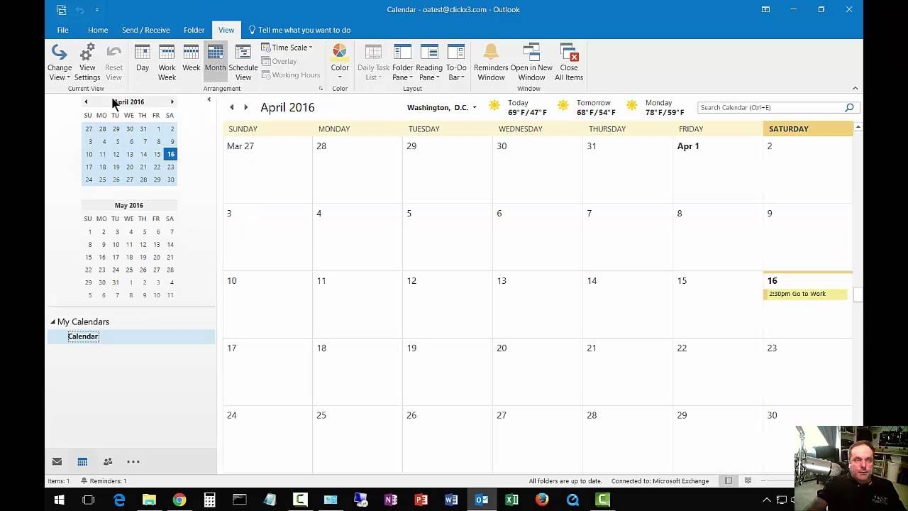 How To Change From List View To Day Calendar In Outlook 2016 - Youtube throughout How To See A Calendar In Outlook