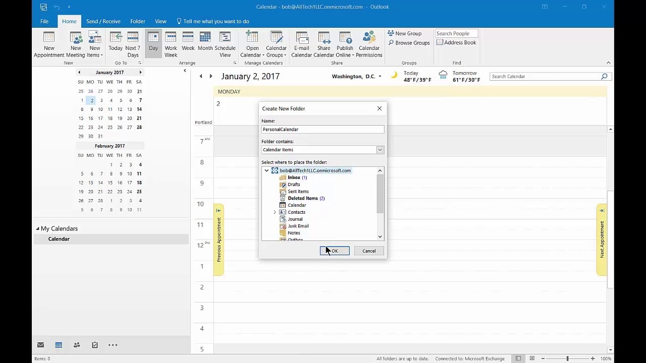 How To Create A Second Calendar In Outlook 2016 - Youtube with regard to How To See A Calendar In Outlook