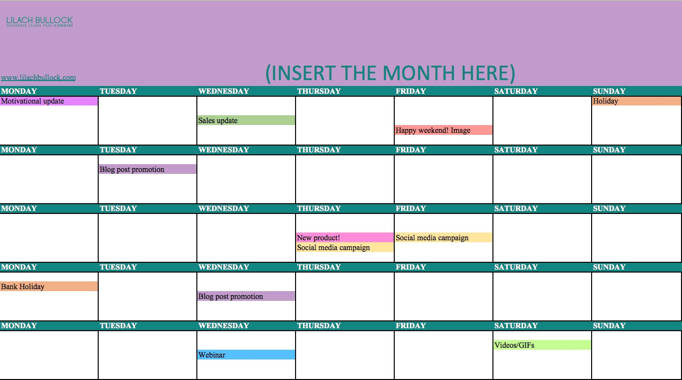 How To Create A Social Media Calendar + Free Social Media Calendar inside Social Content Calendar Template Monthly