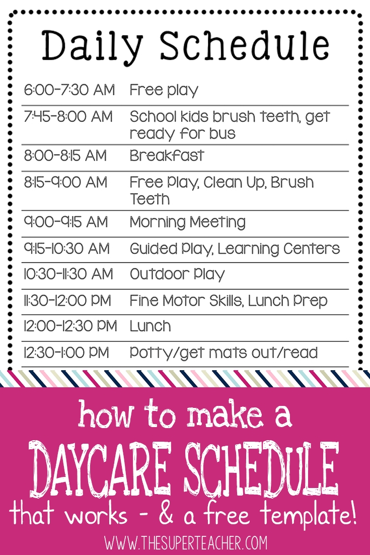 How To Make A Daycare Schedule That Works - And A Free Template in Free Preschool Template For Schedule