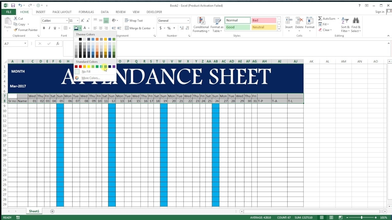How To Make Attendance Sheet In Excel # 17 Basic Excel Sheet with regard to How To Make Full Year Attendance Sheet