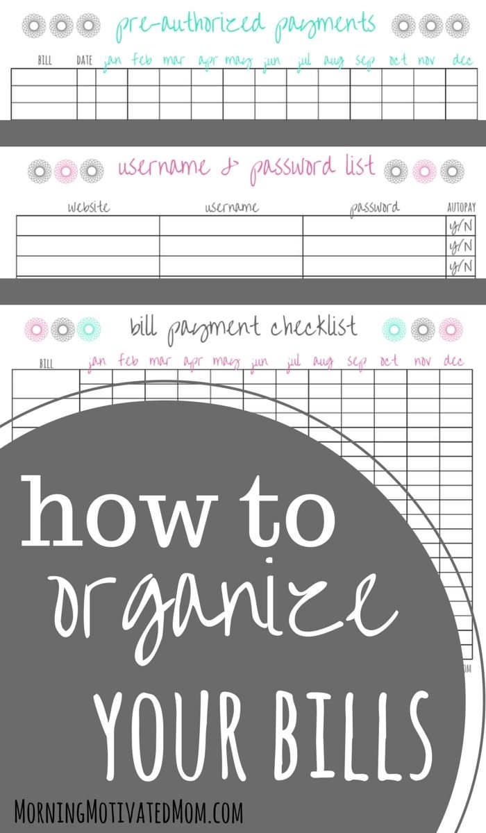 How To Organize Your Bills | Organizing-Life | Budget Organization throughout Free Printable Bill Payment List