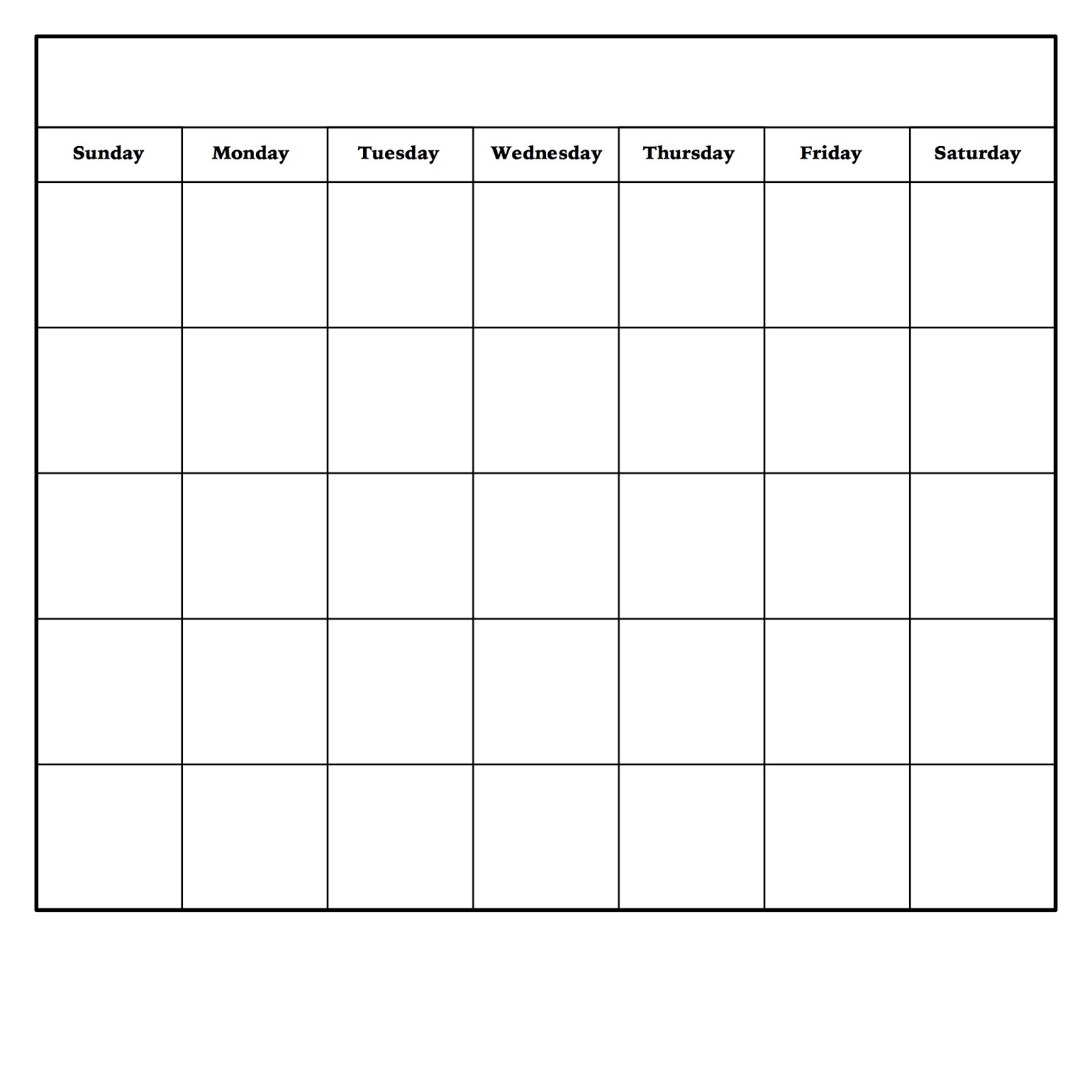 Printable Blank Monthly Calendar Template