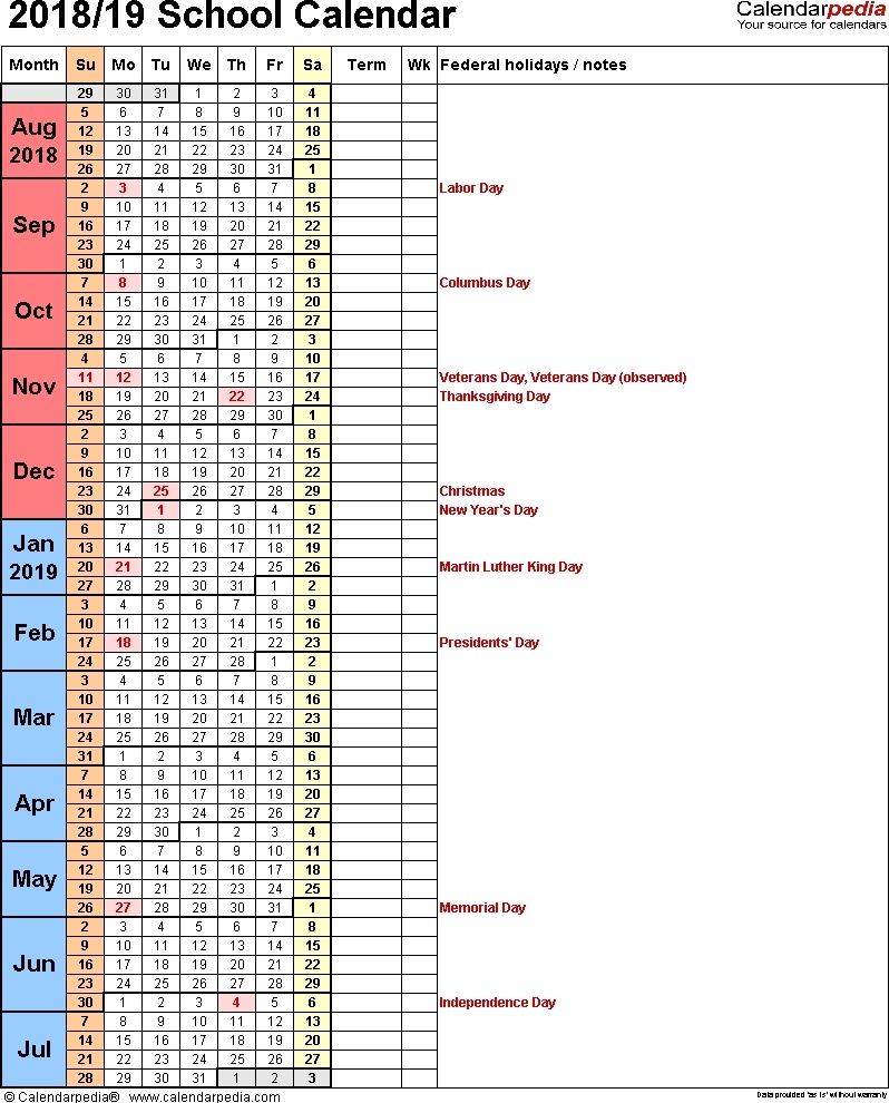 Incredible Calendar School Year 2019-18 Deped • Printable Blank regarding Free Printable Calendar Numbers For School Year