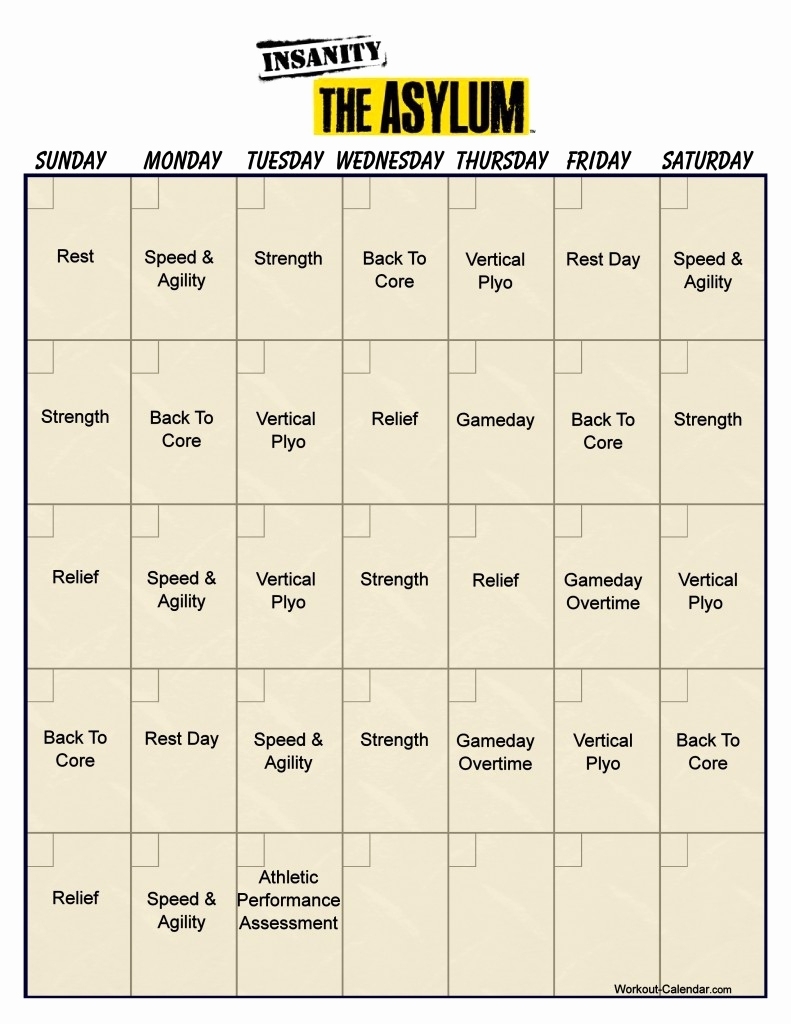 Insanity Asylum Printable Calendar Insanity Asylum Schedule Pdf within Insanity Max 30 Calendar Pdf