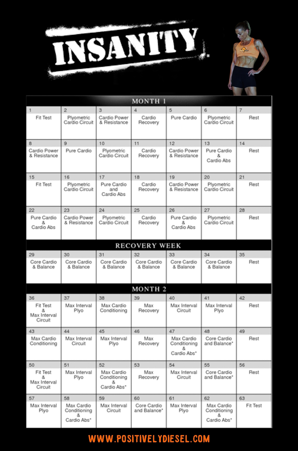 Insanity Calendar | Printable Calendar Template with regard to 60 Days Challenge Template Calender