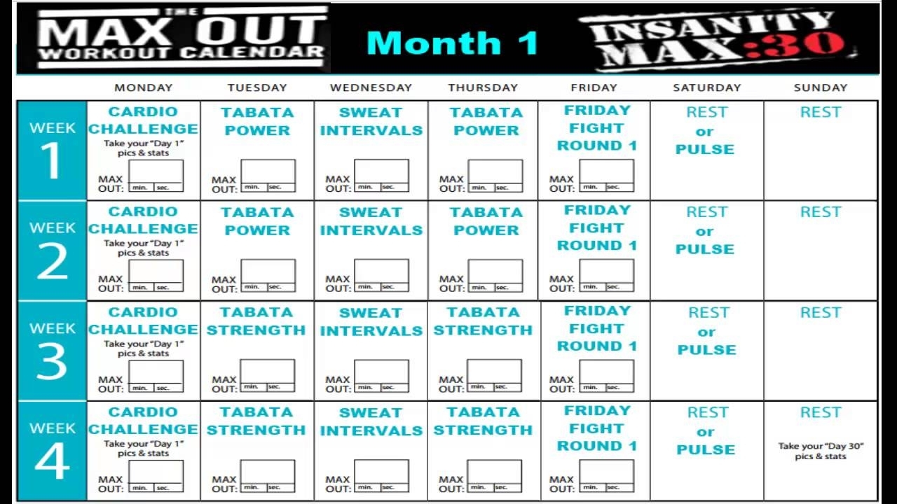 Insanity Max 30 Calendar Month 1 - Youtube throughout Insanity Max 30 Calendar Month 2