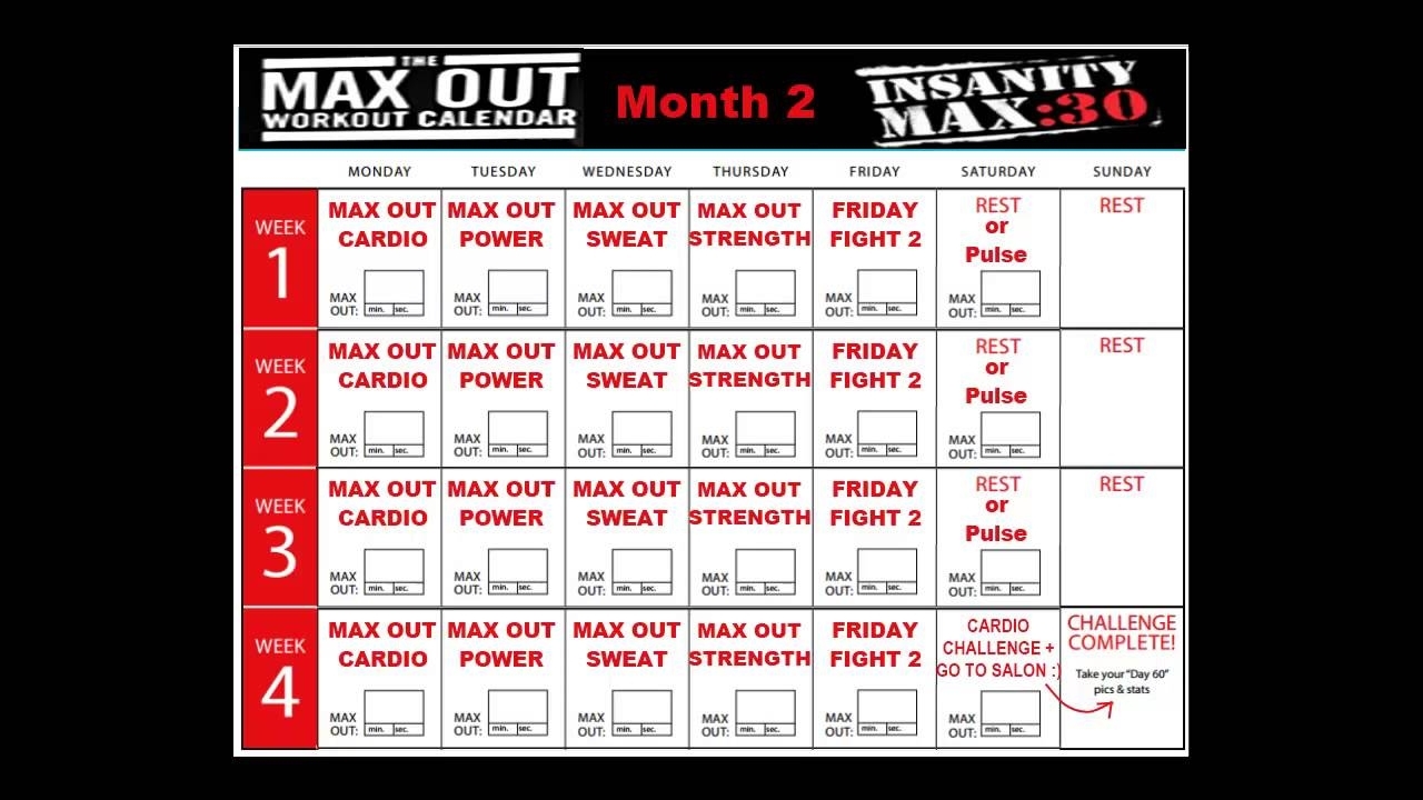 Insanity Max 30 Calendar Month 2 - Youtube inside Insanity Max 30 Calendar Month 2