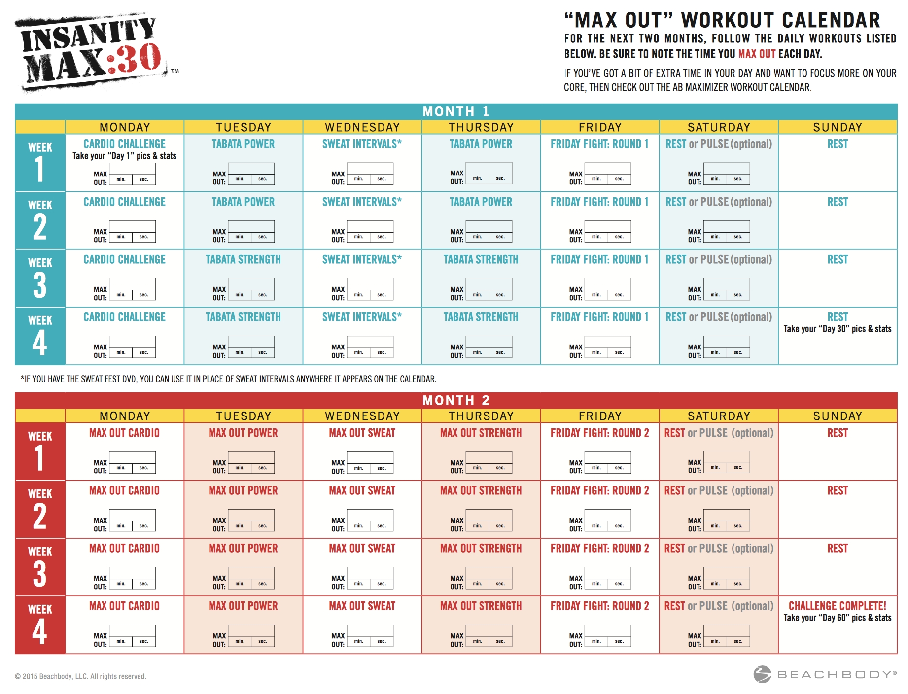 Insanity Max 30 Meal Plan - Focused On Fitness with regard to Insanity Max 30 Calendar Month 2