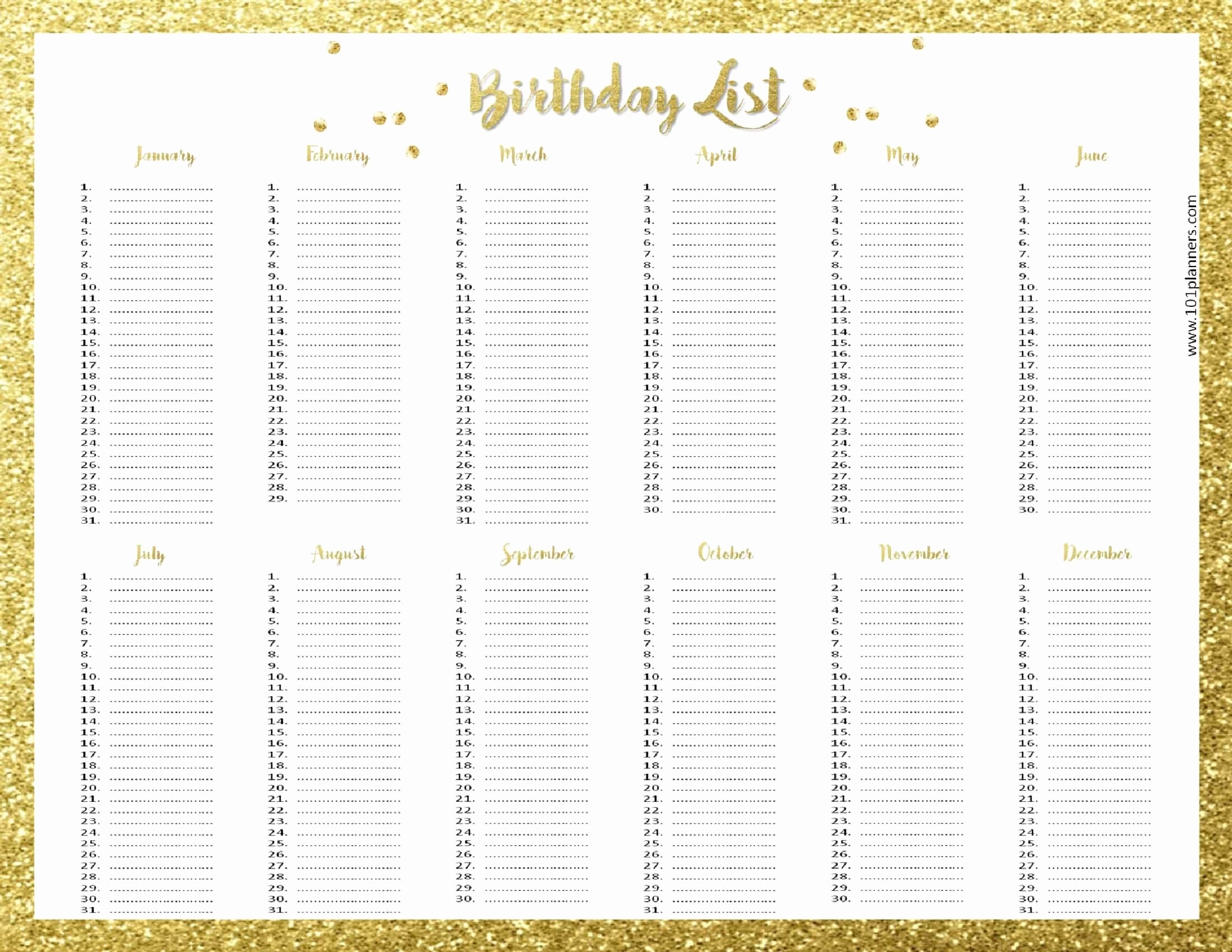 Inspirational 30 Design Free Printable Birthday Calendar within Free Printable Birthday Calendar Template