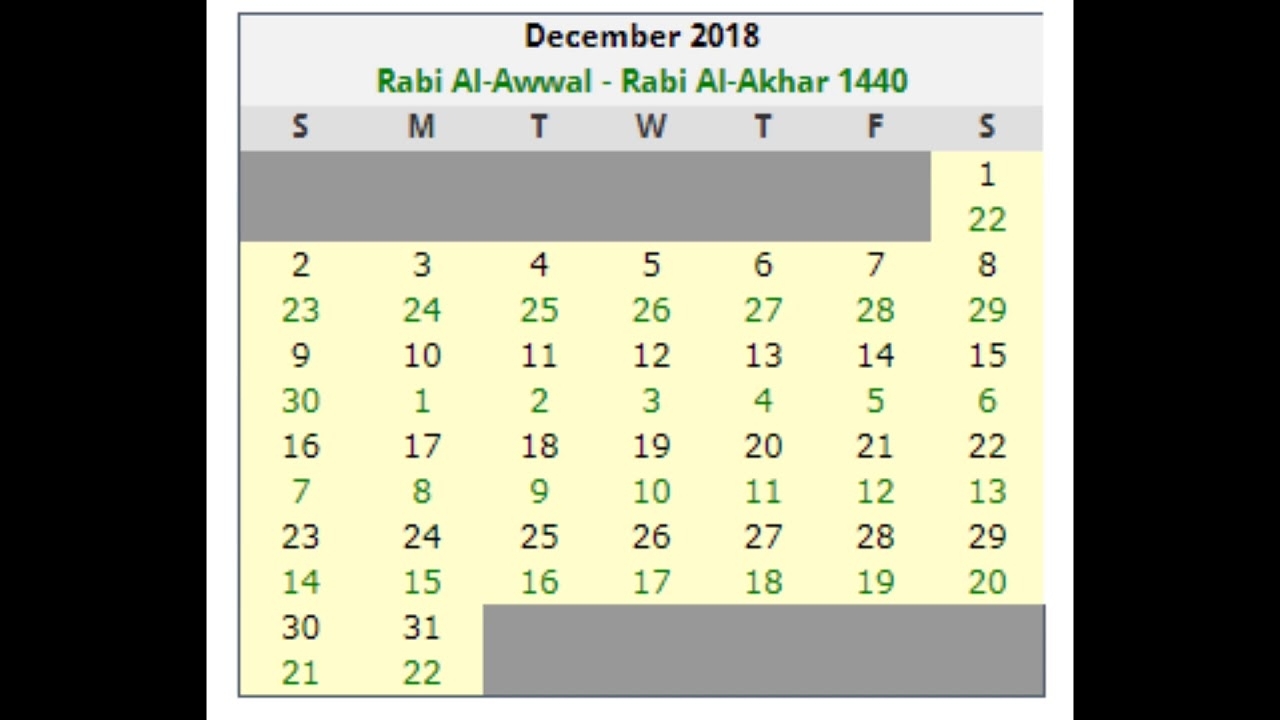 Islamic Calandar Dates December-2018 - Youtube with regard to Free Calendar 2012 December Islamic