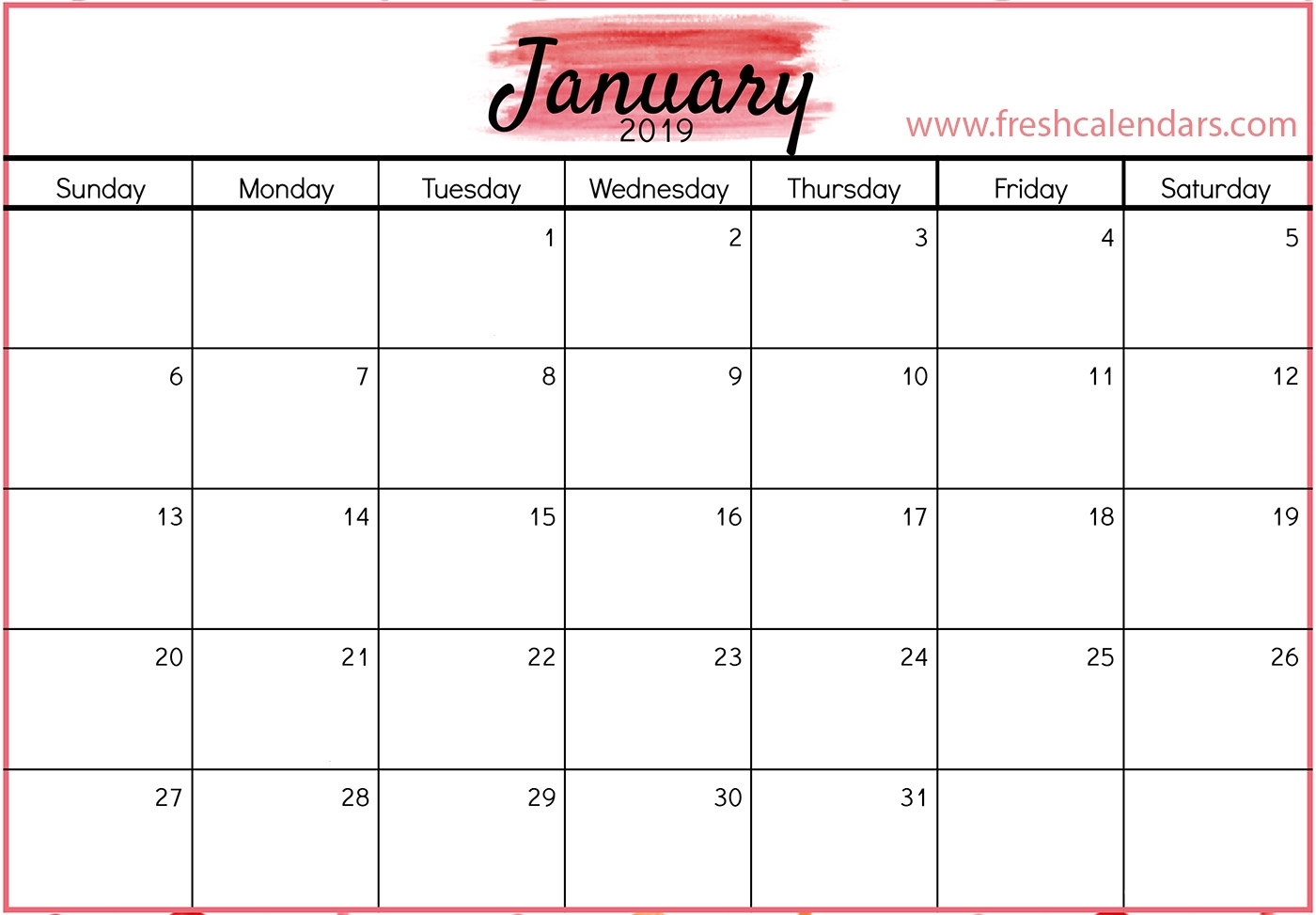 January Calendar 2019 - Free Printable Calendar, Templates And Holidays regarding Picture Of A January Calender