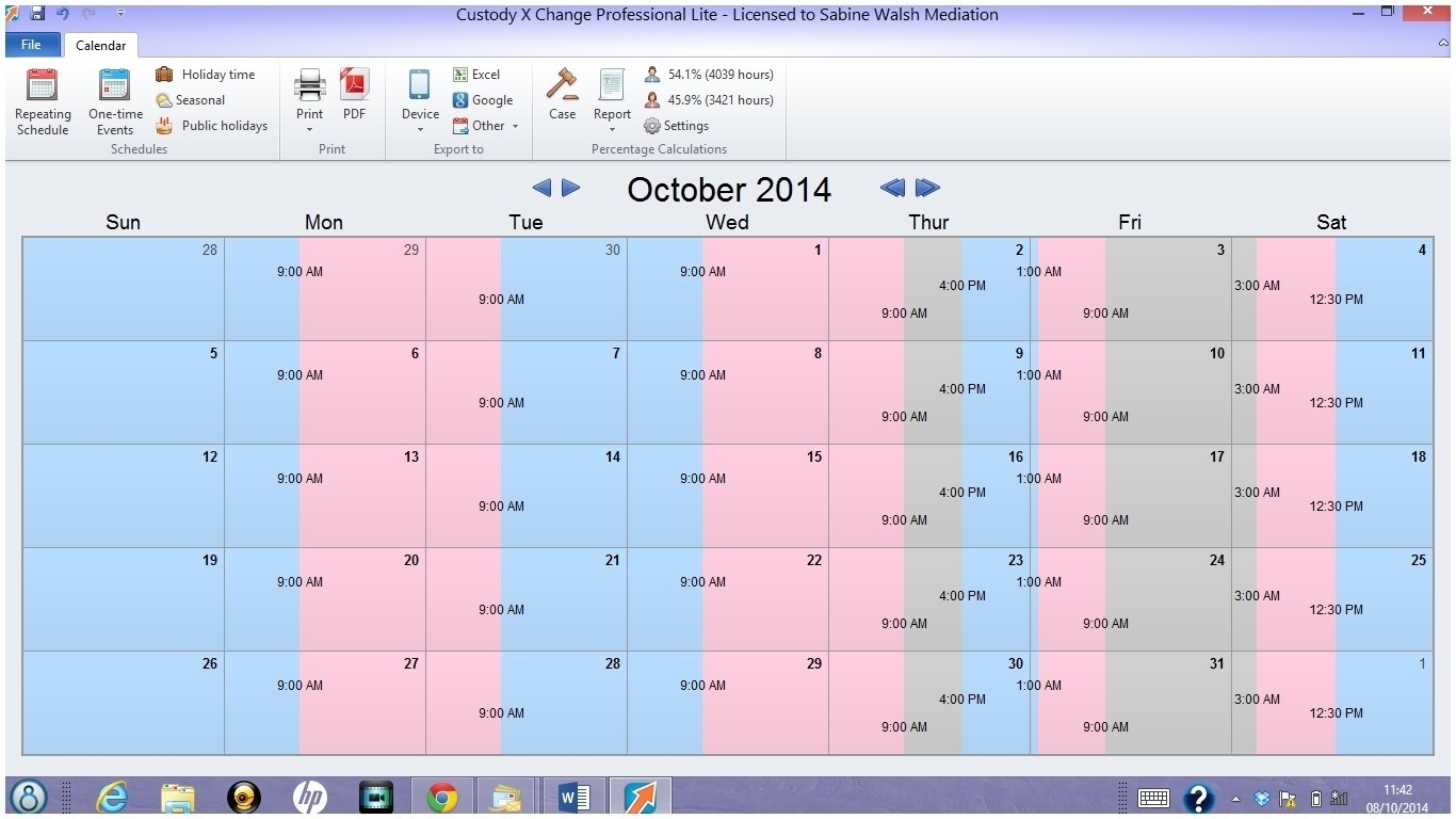 Joint Custody Calendar Child Visitation Calendar Template Online inside Free Templates Online For Children