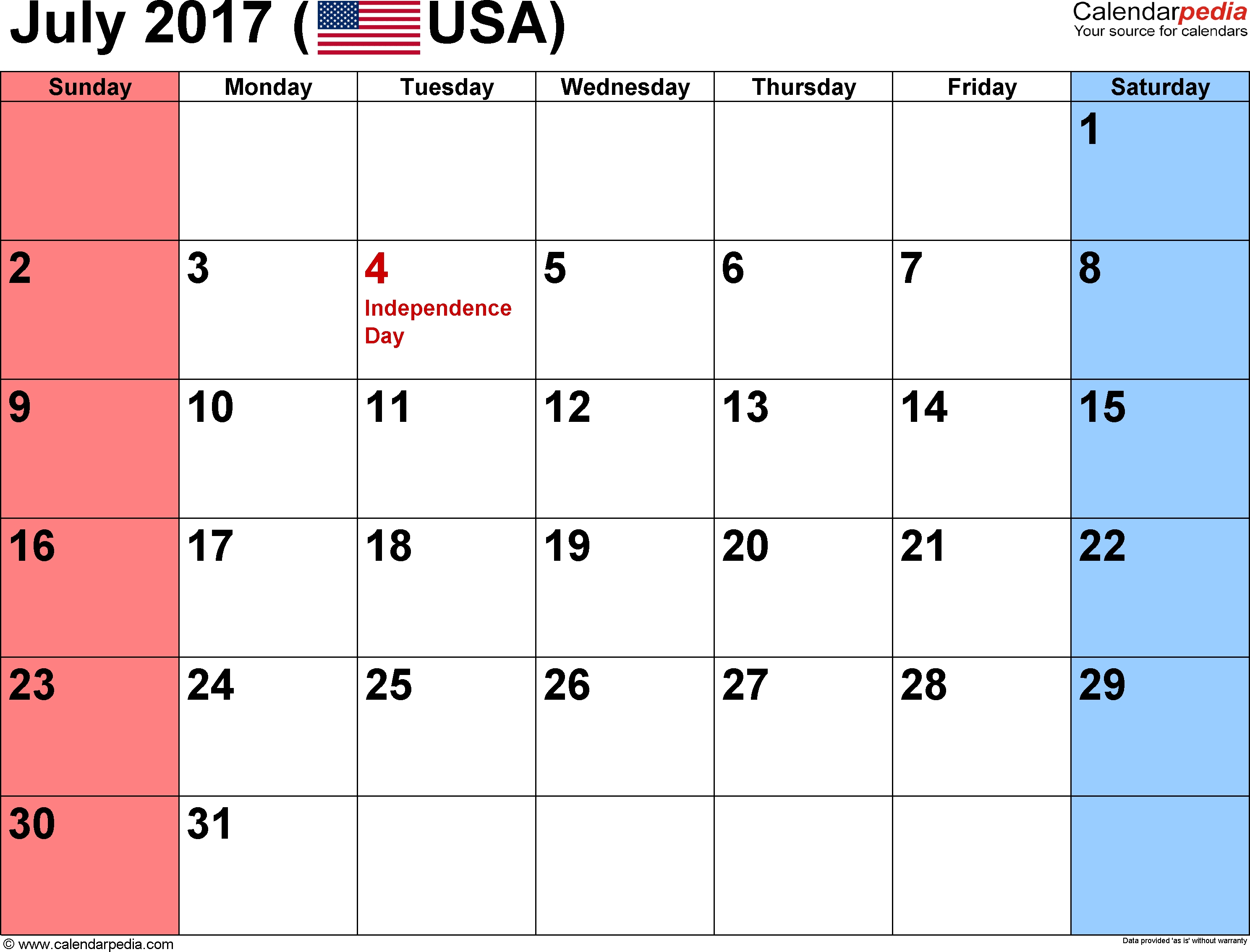 July 2017 Calendars For Word, Excel &amp; Pdf pertaining to Small Calender For July And Agust