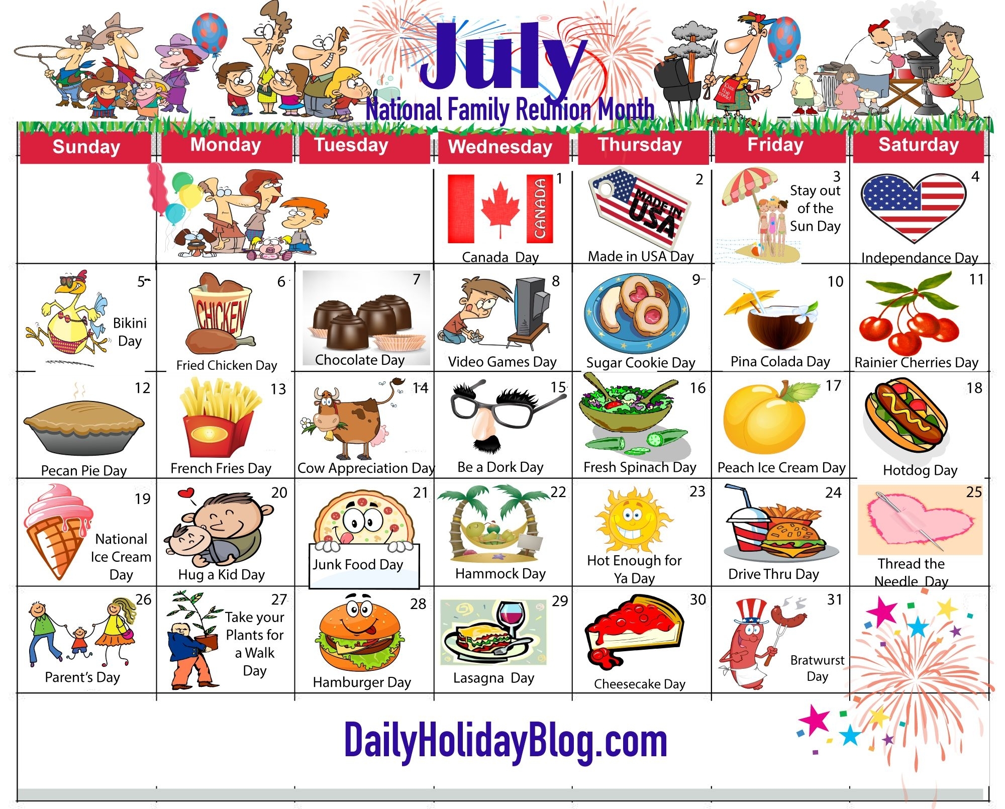 July Holiday Calendar 2015 | My Life Planner | National Holiday in Month Of July National Days