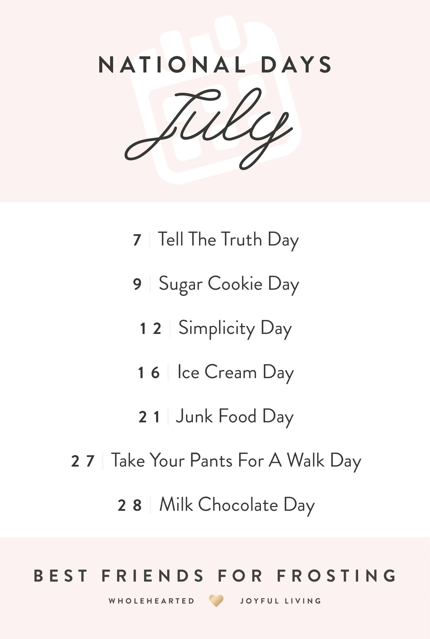 July National Days Not To Miss | July | National Days, National Days for Month Of July National Days