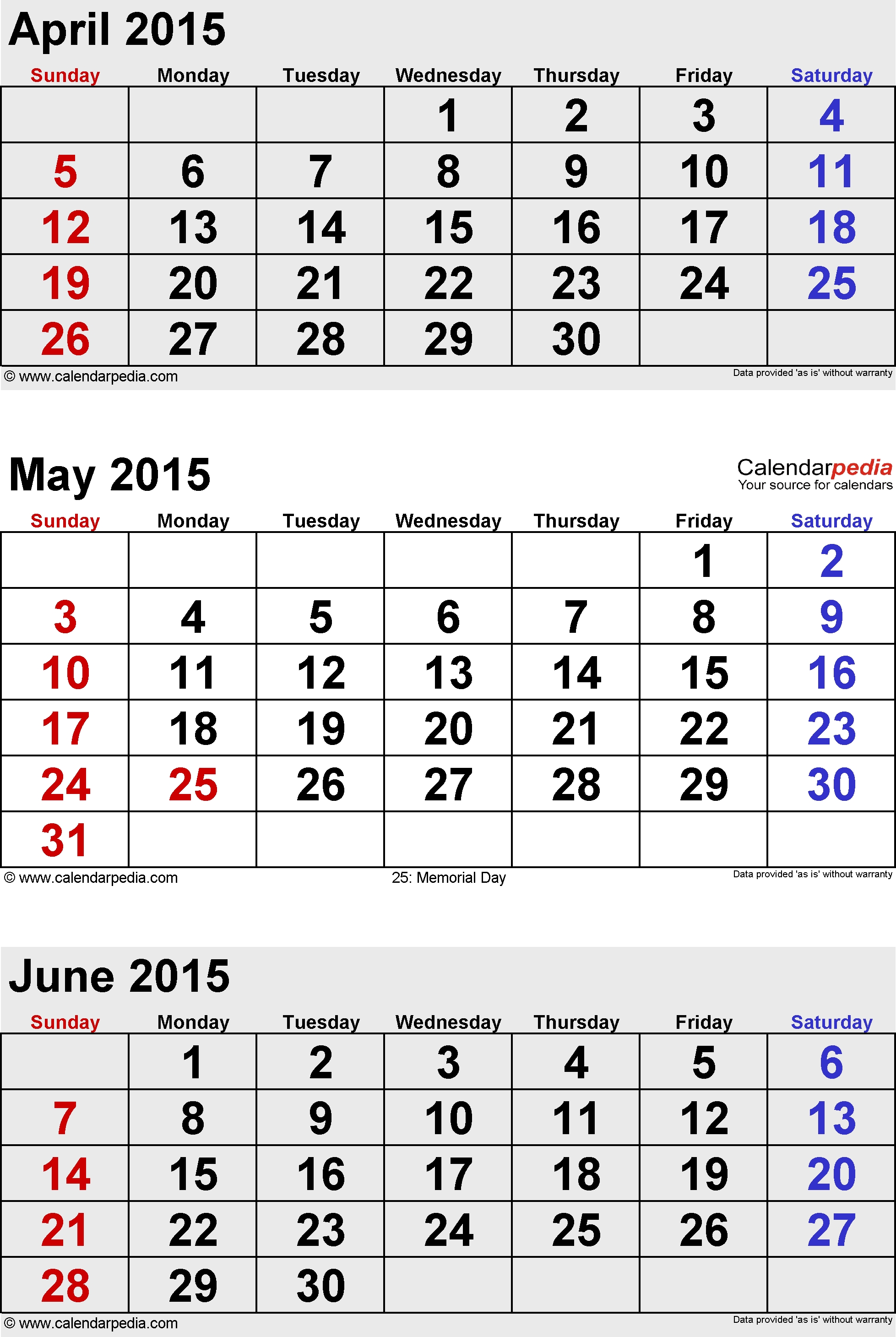 June 2015 Calendars For Word, Excel &amp; Pdf intended for Sep Thru December 2015 Calendar Templates