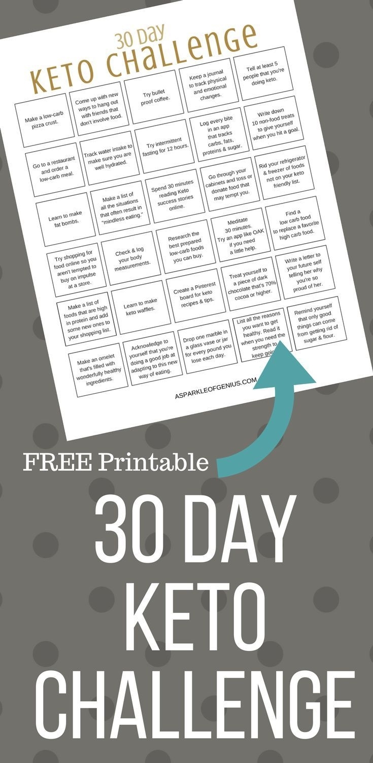 Keto 30 Day Challenge Printable- Free 30 Day Keto Challenge intended for 30 Day Log Print Out