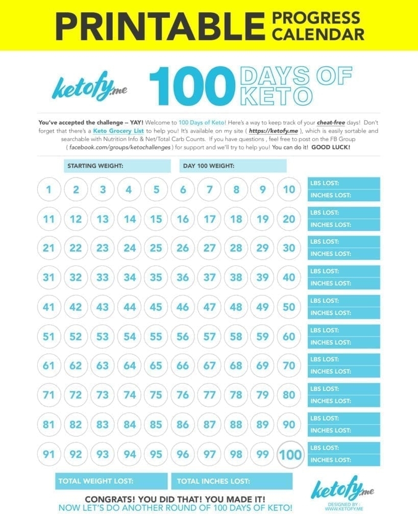 Keto ~ Fy Me | Cut Carbs, Not Flavor! • 100 Days Of Keto Challenge within 60 Days Challenge Template Calender