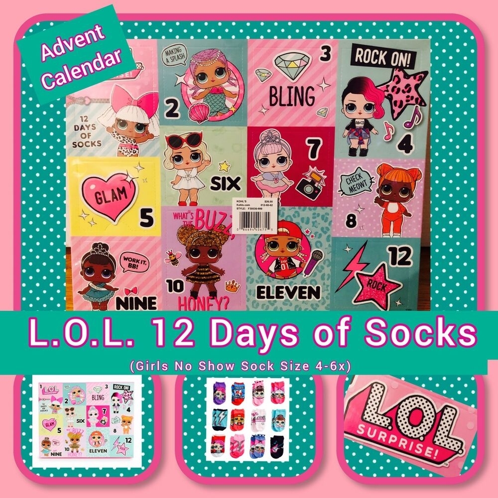 Lol, 12 Days Of Socks, Advent Calendar, Girls, Bnib, Fast Shipping inside Girls Advent Calendar With Gifts