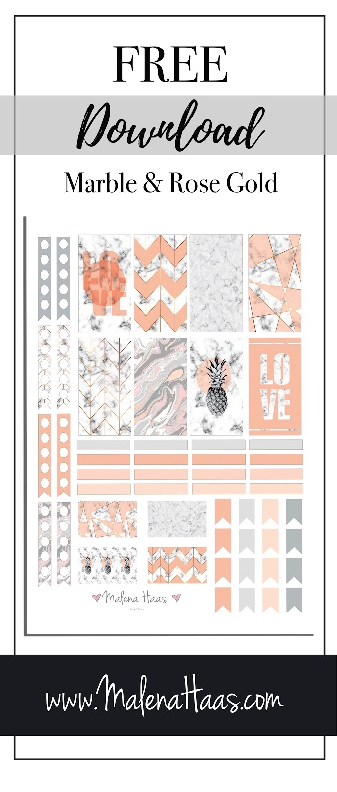 Malena Haas: ❤ Freebie Friday❤ Pink And Rose Gold Marble Stickers intended for Marble Themed Blank Class Schedule Template