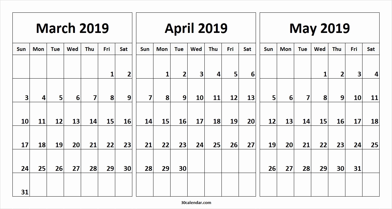 May 2019 Printable Calendar Vertical March April May Calendar 2019 3 regarding Free Printable Calendars 3 Month