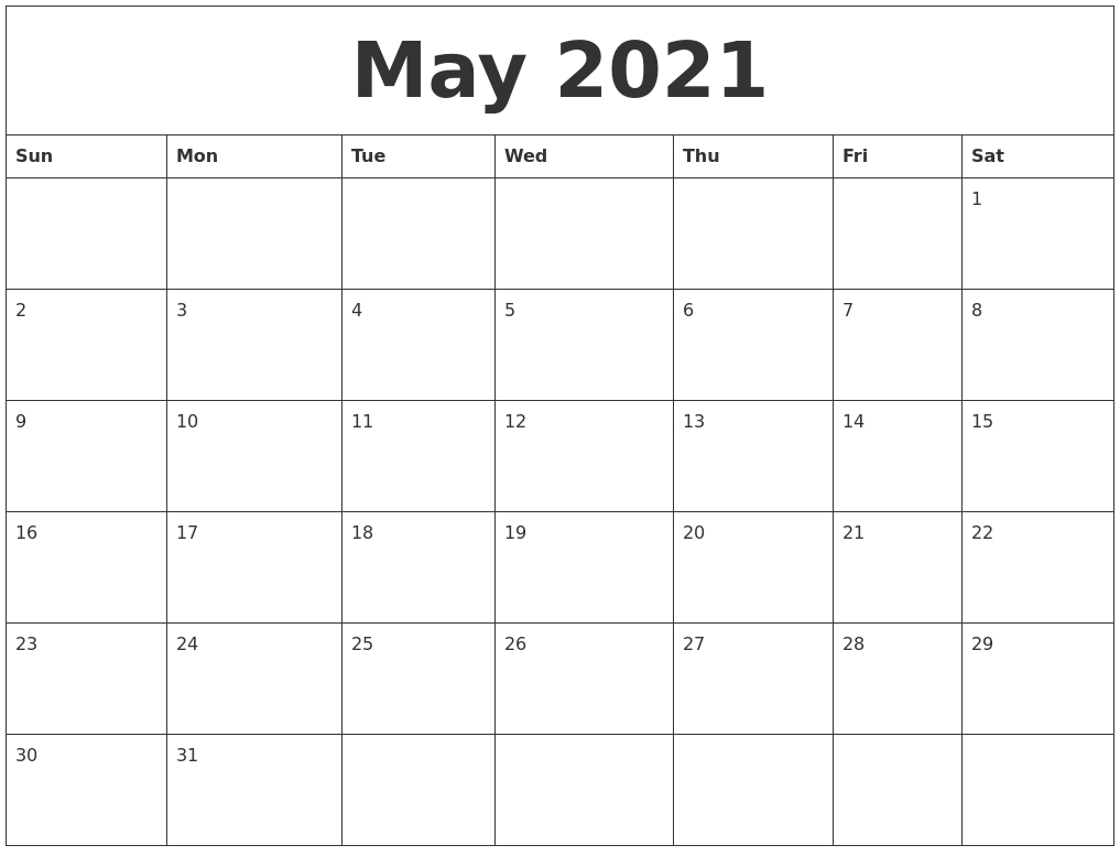 May 2021 Free Printable Weekly Calendar pertaining to Printable Weekly Calendar Monday Start