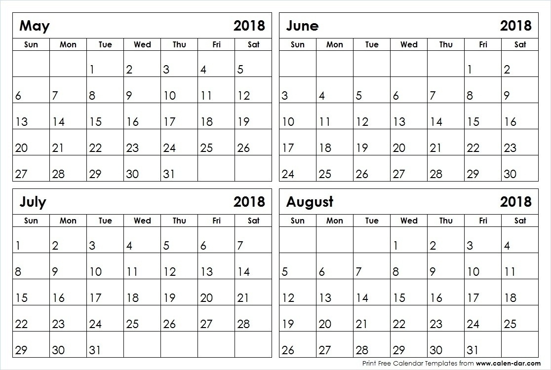 May June July August Calendar | Template Calendar Printable in Printable Calendar For May June July