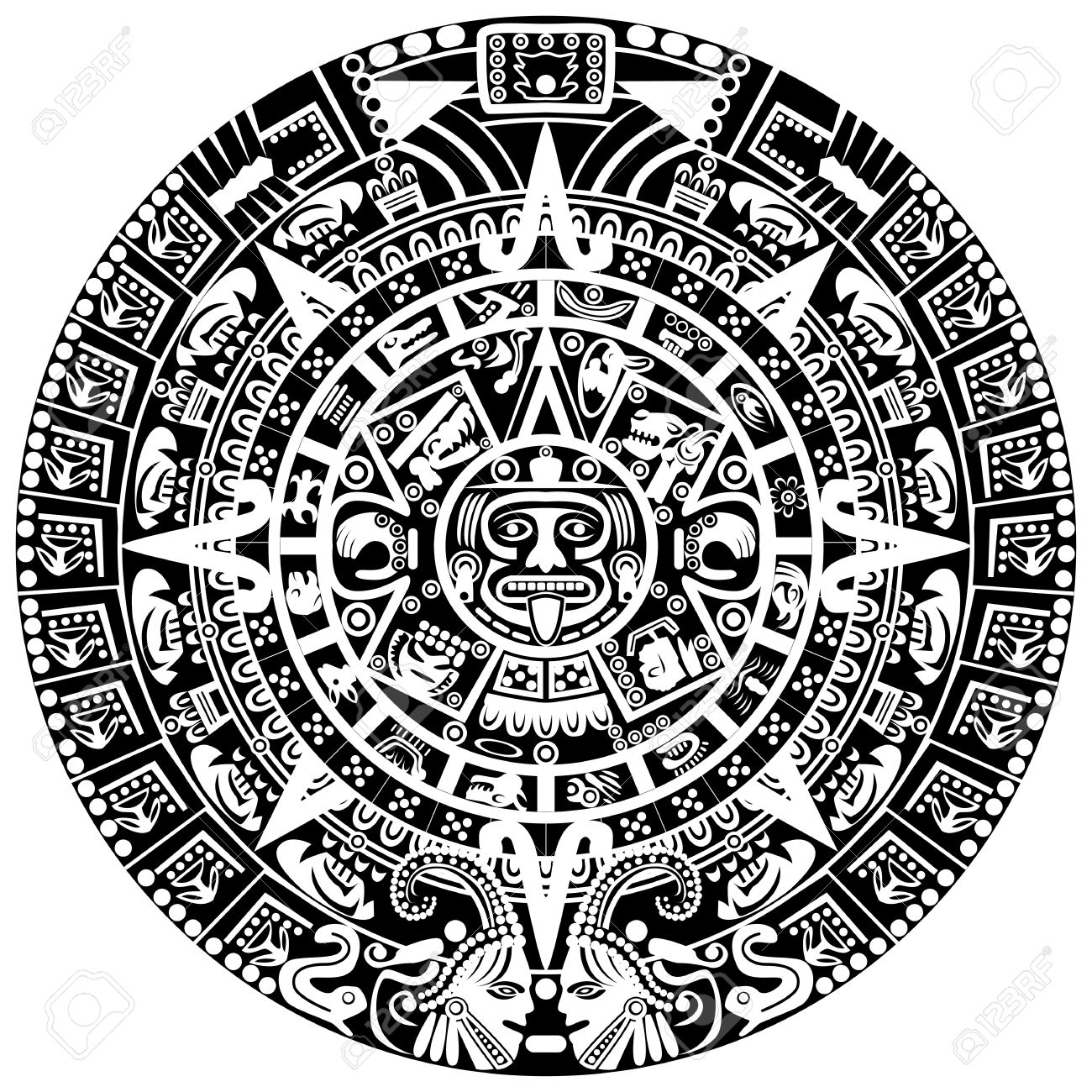 Mayan Calendar On White Background Royalty Free Cliparts, Vectors with regard to Versions Of The Mayan Calendar