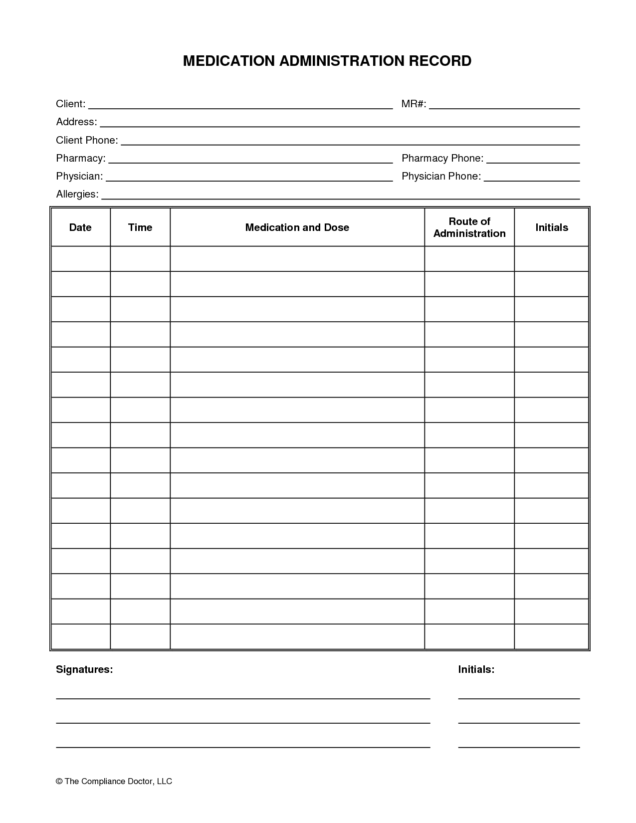 Medication Administration Record Form | Organization | Medication with Printable 30 Day Medication Sheet