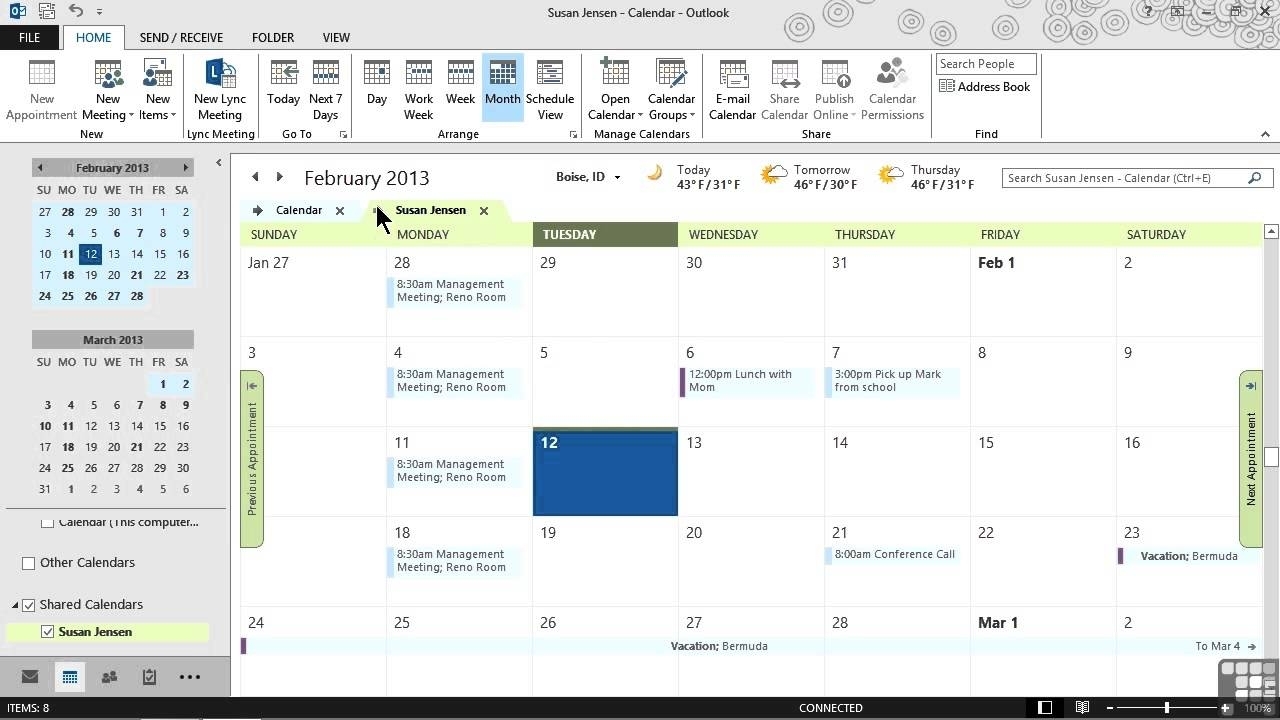 Microsoft Outlook 2013 Tutorial | Sharing Calendars And Outlook regarding How To See Vacation Calendar In Outlook