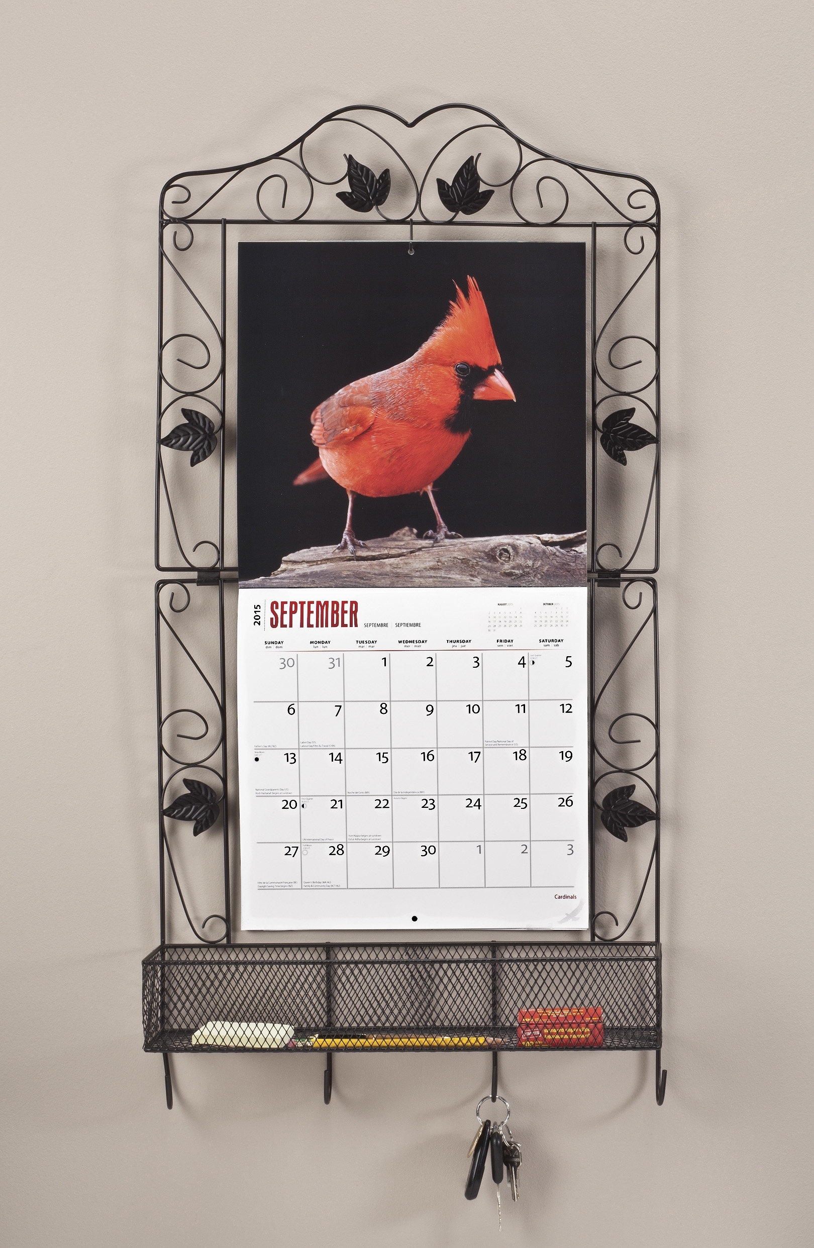 Miles Kimball 17.25&quot; X 33.5&quot; X 4.50&quot; Calendar Holder With Basket And pertaining to Wall Calendar Frames And Holders