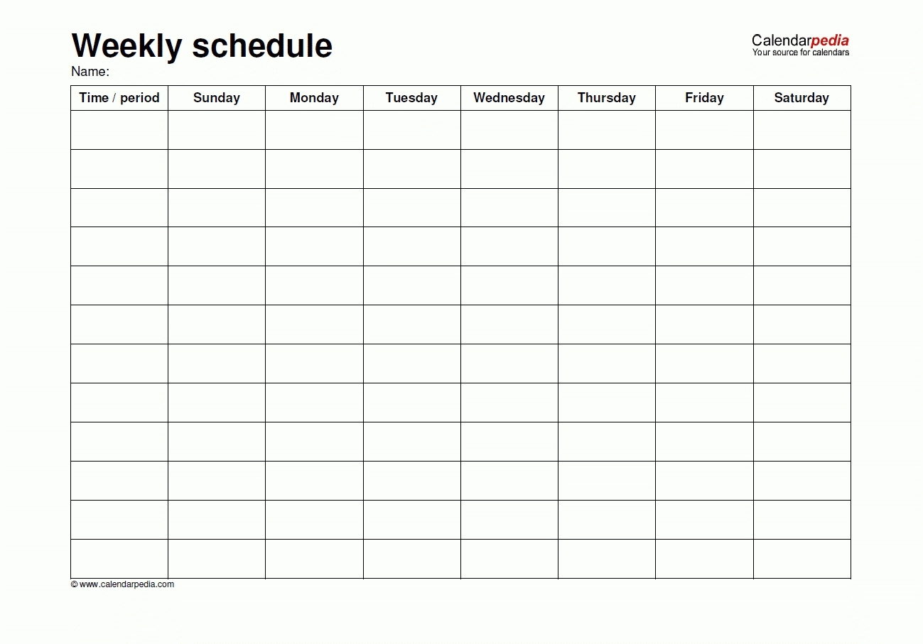 Friday Saturday Sunday Calendar Template