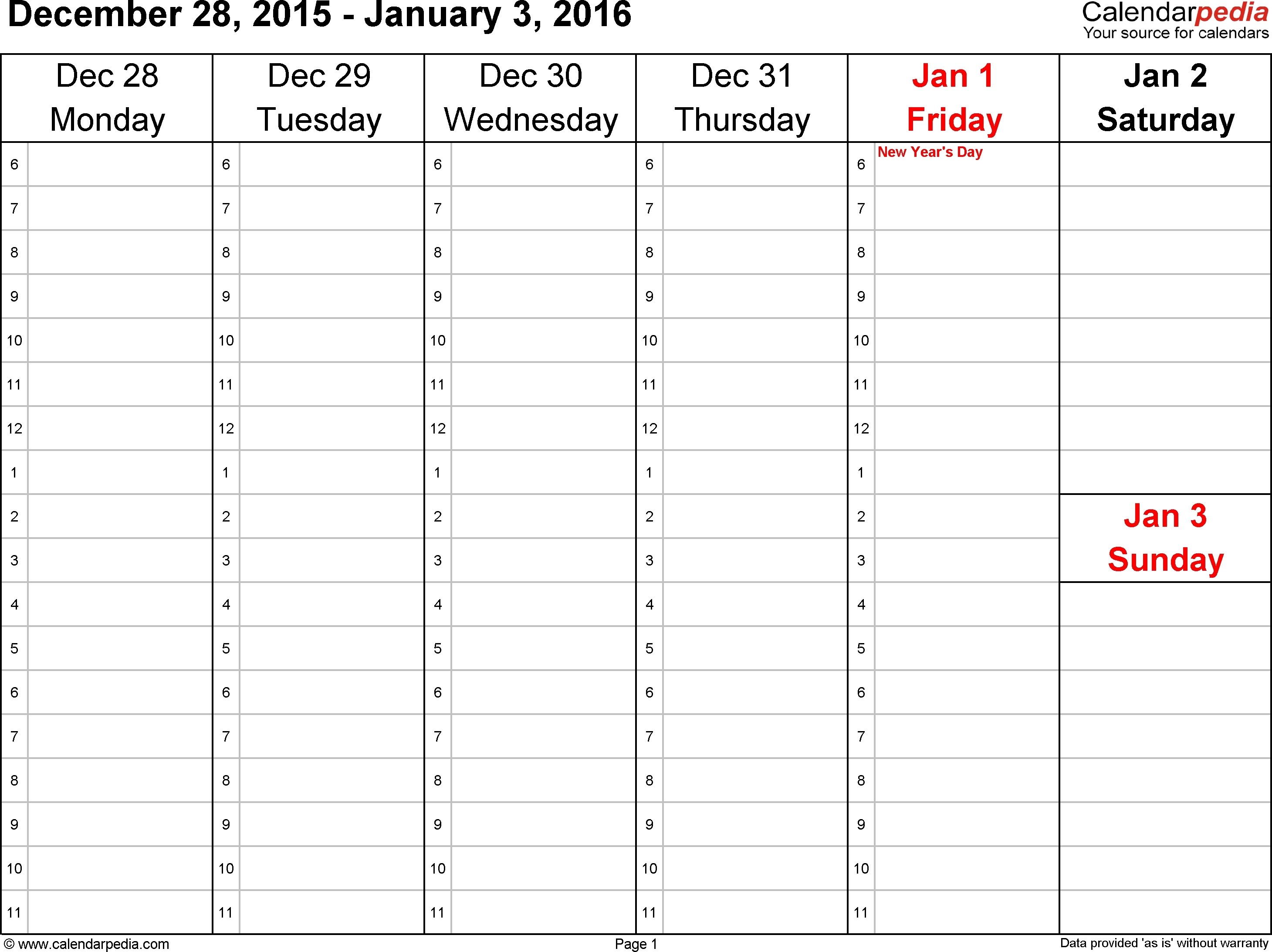 Monday Through Friday Monthly Calendar - Calendar ...