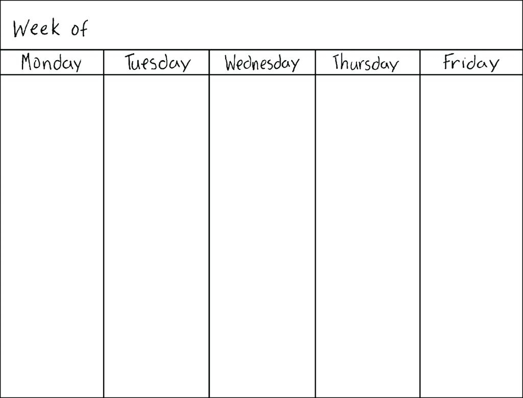 Monday Through Iday Weekly Calendar Template Schedule September With with regard to Monday Through Friday Weekly Calendar