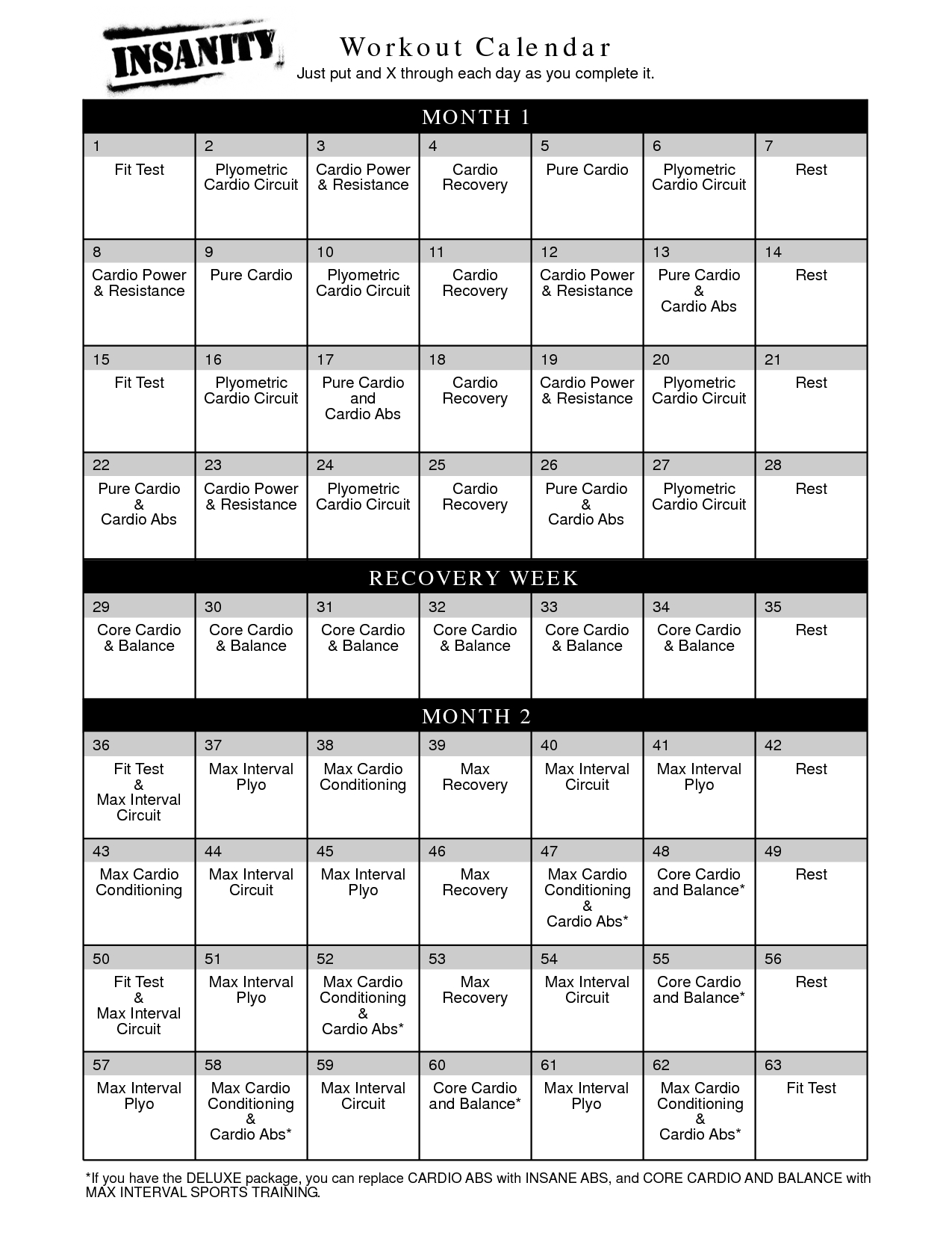 Month 1 And Month 2 Workouts Of Insanity.60 Day Schedule! You Can regarding Insanity Max 30 Calendar Month 2