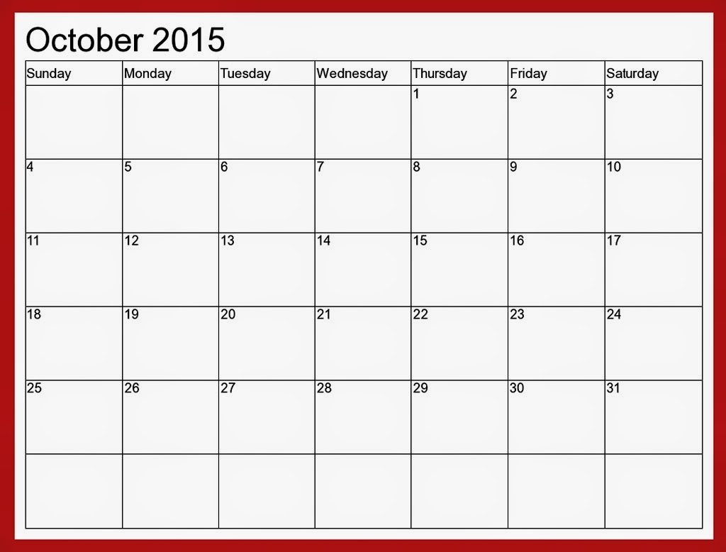 Month Calendar 2015 Template intended for Editable 2015 Monthly Calendar Printable