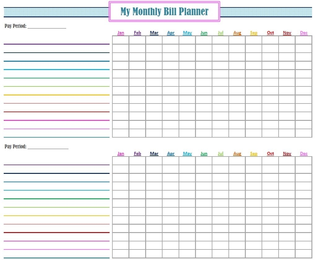 Monthly Bill Log Template Free Printable Monthly Bill Tracker intended for Free Printable Monthly Bill Tracker