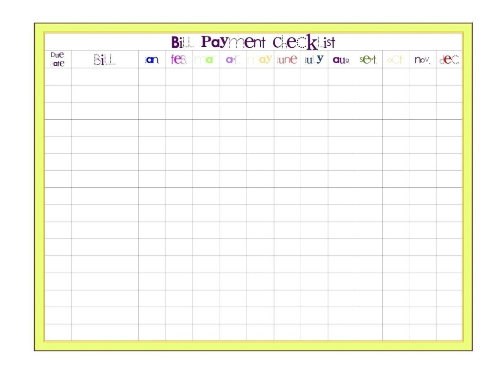 Monthly Bill Organizer Online intended for Blank Printable Monthly Bill Organizer