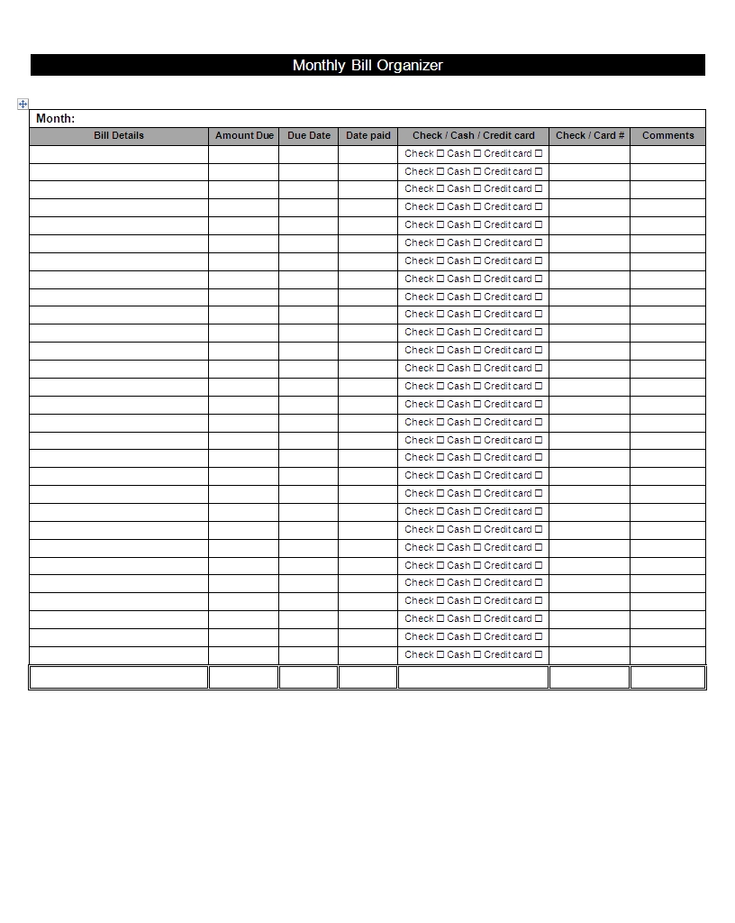 Monthly Bill Payment Organizer Spreadsheet - Laobing Kaisuo within Free Monthly Bill Payment Sheet