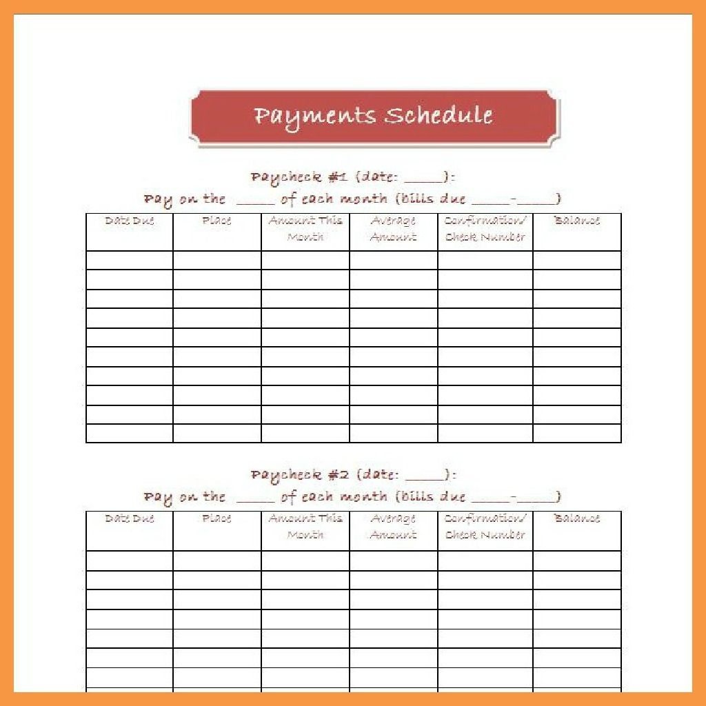 Monthly Bill Payment Schedule Template | Budgeting / Couponing inside Bills Due By Paycheck Free