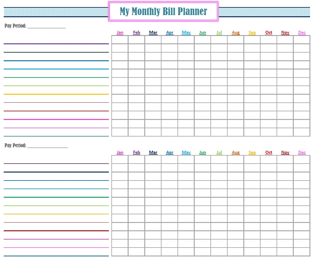 Monthly Bill Planner Printable | Room Surf in Printable Monthly Bill Payment Chart