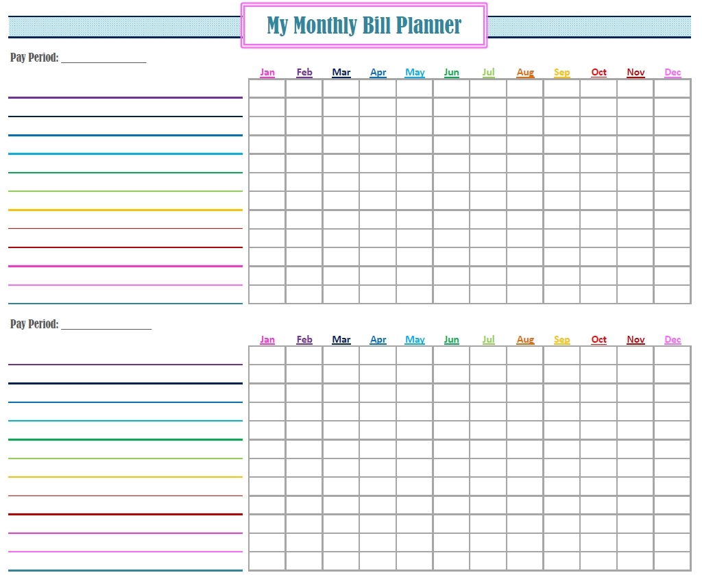 Free Printable Bill Planner Template