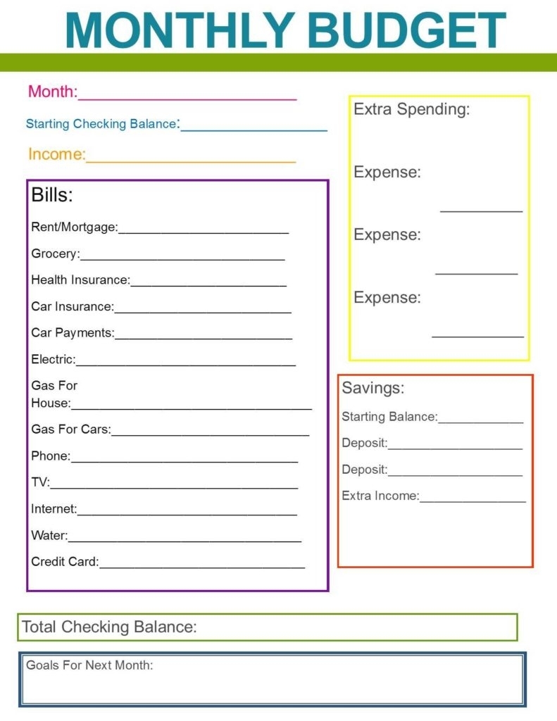 Monthly Bill Spreadsheet Template Free Budget Templates Excel Bills intended for Blank Weekly Bill Organizer Printable