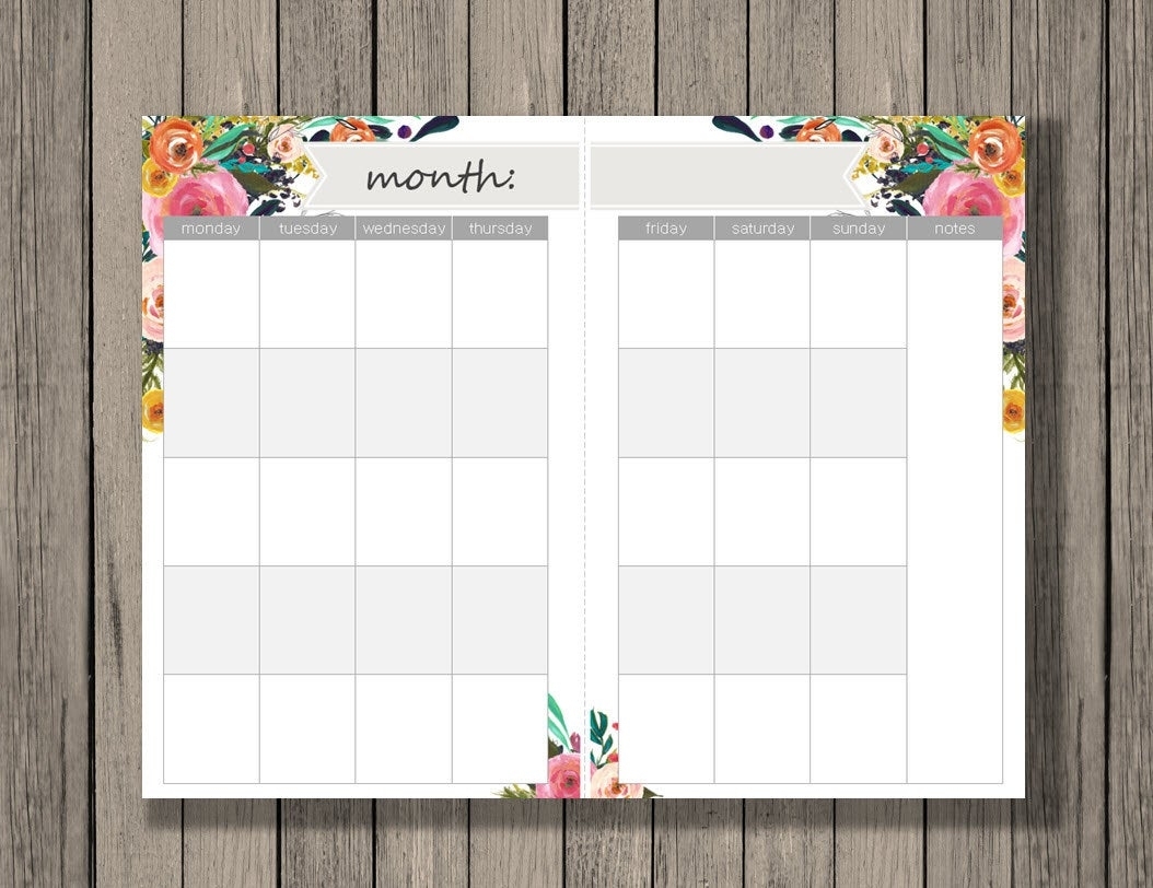 Half Page Monthly Calendar Printable