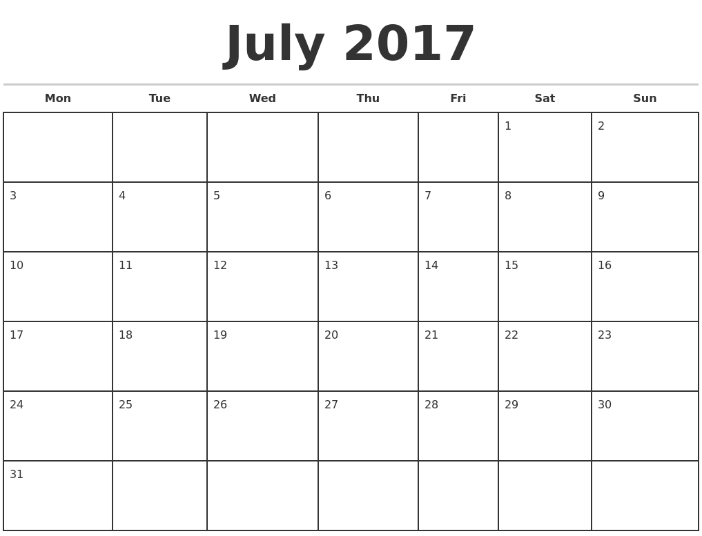 Monthly Calendar Starting With Monday | Year Printable Calendar in Blank Monthly Calendar Monday Start