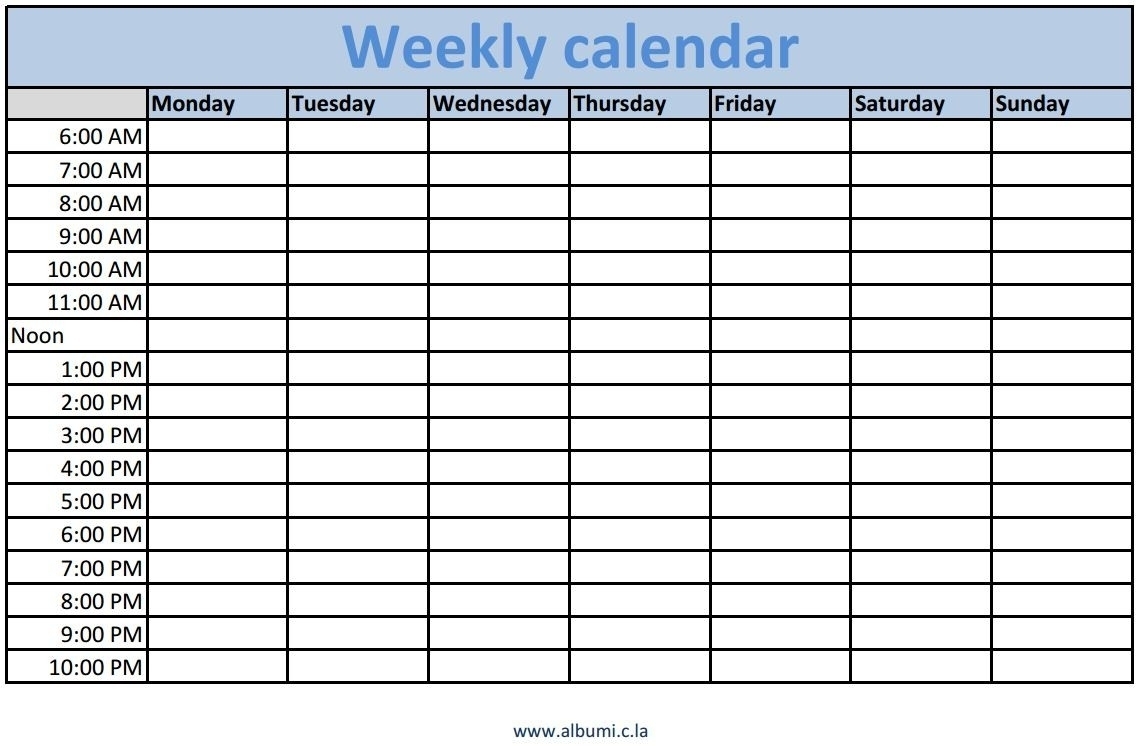 free printable hourly weekly schedule pdf calendar